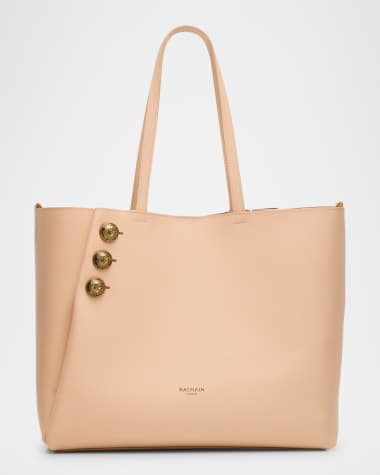 Balmain Embleme Shopper Tote Bag in Grained Leather