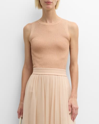 FABIANA FILIPPI Ribbed Metallic Crewneck Tank Top