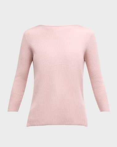 FABIANA FILIPPI Ribbed 3/4-Sleeve Boatneck Sweater