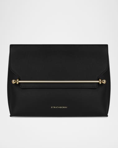 STRATHBERRY Stylist Metal Bar Leather Clutch Bag
