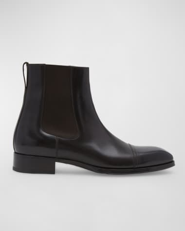 TOM FORD Men's Elkan Burnished Leather Chelsea Boots