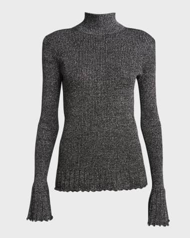 Proenza Schouler White Label Avery Sparkly Knit Turtleneck Top