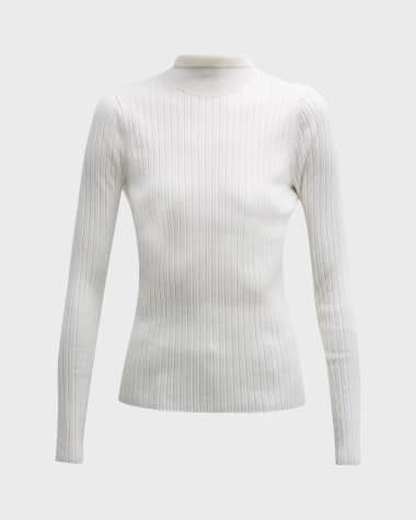 Lafayette 148 New York Ribbed Stand-Collar Sweater
