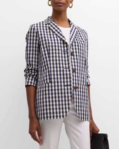 Lafayette 148 New York Check-Print Single-Breasted Blazer