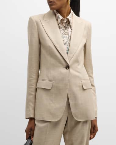 Lafayette 148 New York Single-Button Pick Stitch Blazer
