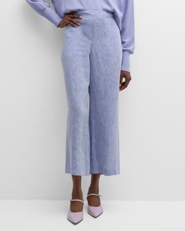 Lafayette 148 New York Columbus Mid-Rise Cropped Wide-Leg Pants