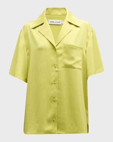 Anna Quan Mason Satin Button-Front Shirt