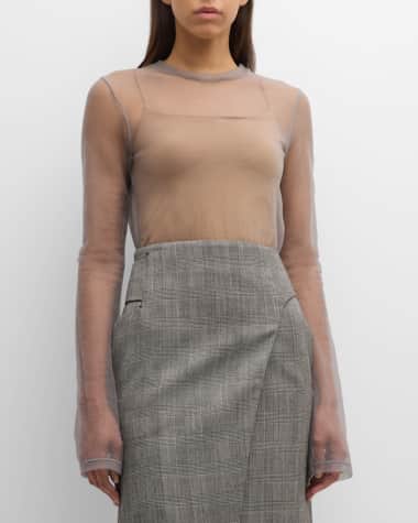 RECTO Chiara Sheer Long-Sleeve T-Shirt