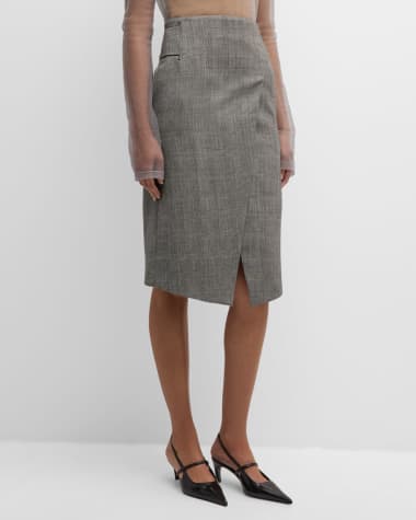 RECTO Glen Check Midi Wrap Skirt