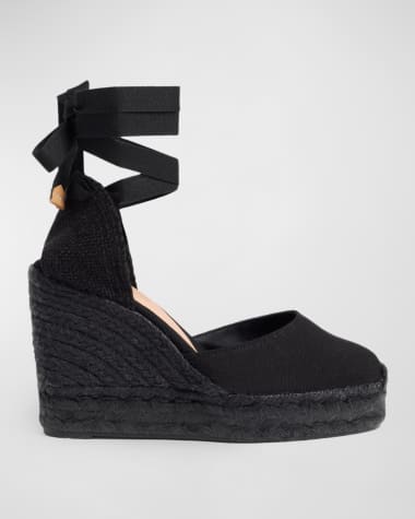 Castaner Carina Canvas Ankle-Wrap Wedge Espadrilles