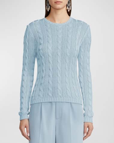 Ralph Lauren Collection High Shine Silk Cable-Knit Sweater