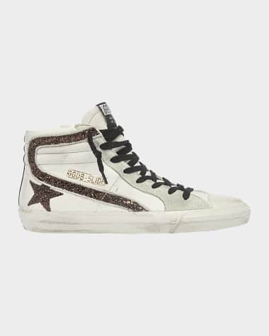 Golden Goose Slide Leather Glitter High-Top Sneakers