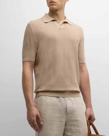 ZEGNA Men's Cotton Knit Short-Sleeve Polo Sweater