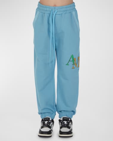 Amiri Kid's Staggered Scribble Logo Sweatpants, Size 4-12