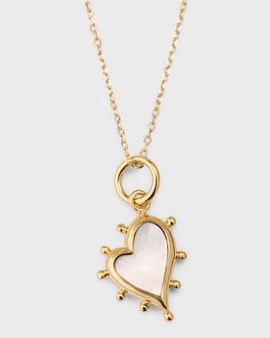 Monica Rich Kosann 18K Yellow Gold Petite Mother of Pearl Heart Necklace