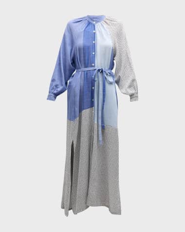 lemlem Makeda Colorblock Maxi Shirtdress