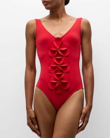 Karla Colletto Tess V-Neck Silent Underwire One-Piece Swimsuit