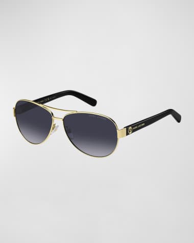 Marc Jacobs Logo Acetate & Metal Aviator Sunglasses