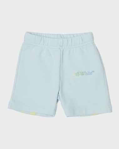 Off-White Kids logo-print cotton track shorts - Blue