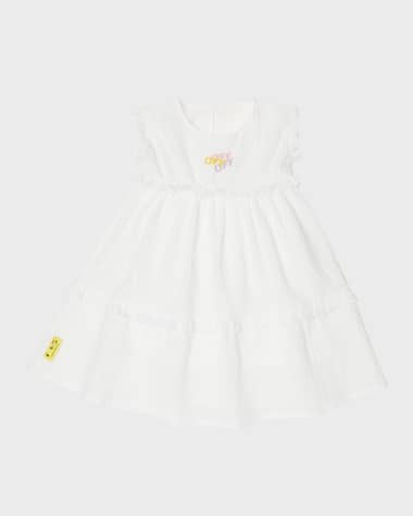Off-White Girl's Off Stamp Ruffled Dress, Size 3M-36M