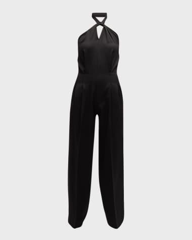Golden Goose Journey Lora Tie-Neck Backless Wool Jumpsuit
