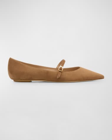 Stuart Weitzman Emilia Suede Mary Jane Ballerina Flats