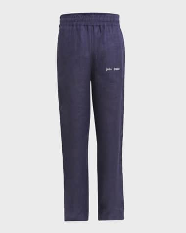 Palm Angels Men's Classic Logo Linen-Blend Track Pants