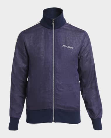 Palm Angels Men's Classic Logo Linen-Blend Track Jacket