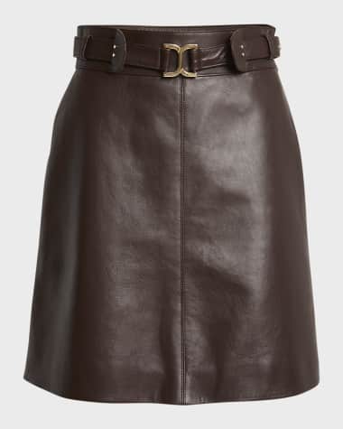 Brown leather skirt quest hot sale