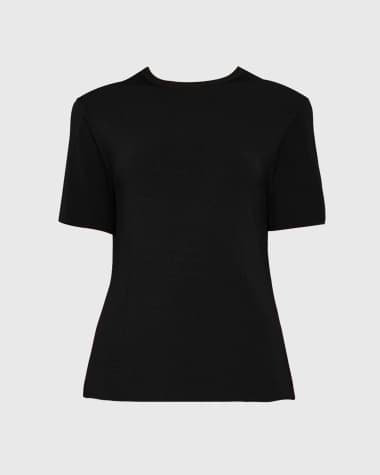 Joseph Ribbed Short-Sleeve Crewneck Top