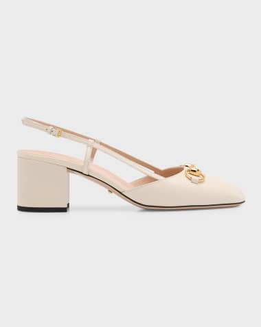 Gucci Lady Leather Horsebit Slingback Pumps