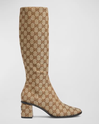 Gucci Onyx GG Monogram Knee Boots