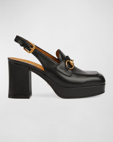 Gucci Lady Leather Horsebit Slingback Pumps