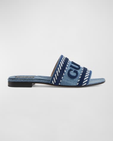 Gucci Jane Logo Denim Slide Sandals