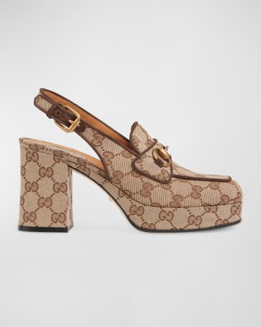 Gucci Lady Monogram Horsebit Slingback Pumps