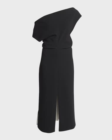 Proenza Schouler Rosa Colorblock Off-The-Shoulder Slits-Hem Midi Dress