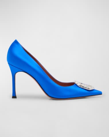Amina Muaddi Camelia Silk Crystal Halter Pumps