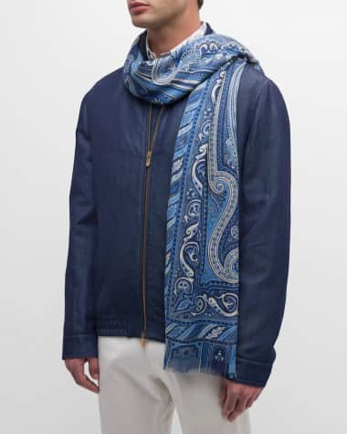 Etro Men's Semi-Sheer Paisley Scarf