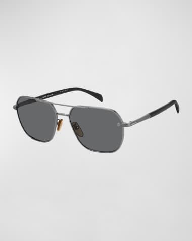 David Beckham Men's Polarized Metal Aviator Sunglasses