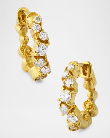 Tanya Farah 18K Sunburst Diamond Huggie Earrings