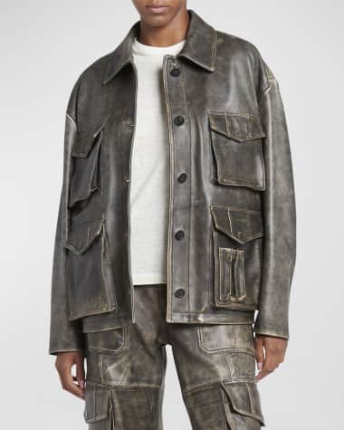 Golden Goose Journey Distressed Nappa Leather Pocket Jacket