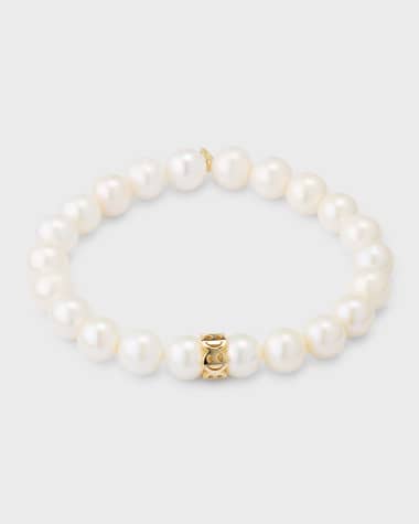 Sydney Evan 8mm Pure Happy Face Rondelle on Pearl Bracelet