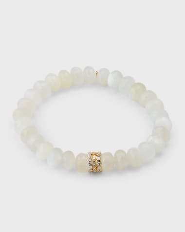 Sydney Evan 14K Diamond Trio Chain on Moonstone Beaded Bracelet