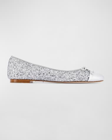 Sophia Webster Pirouette Glitter Bow Ballerina Flats