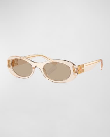 Miu Miu Logo Acetate Oval Sunglasses