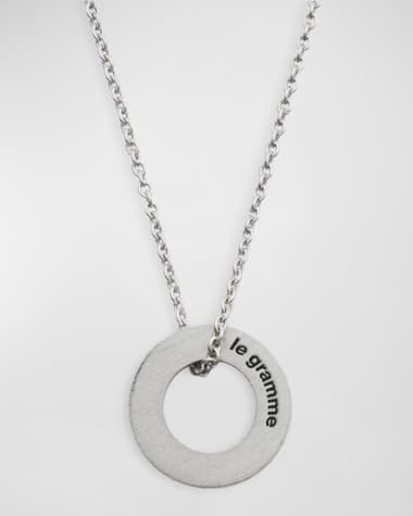Le Gramme Men's Brushed Sterling Silver Cirlce Pendant