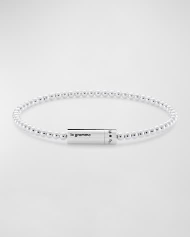 Le Gramme Men's Polished Silver Beaded Bracelet