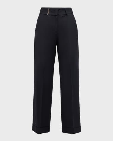 Peserico High-Rise Wide-Leg Wool-Blend Pants