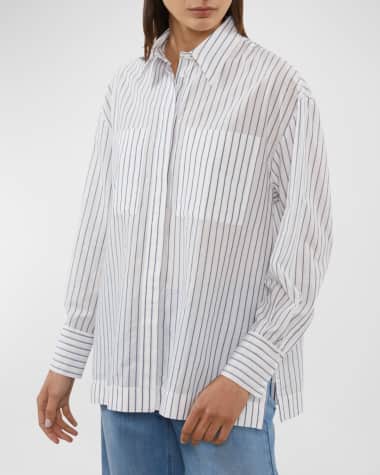 Peserico Striped Button-Down Cotton Shirt