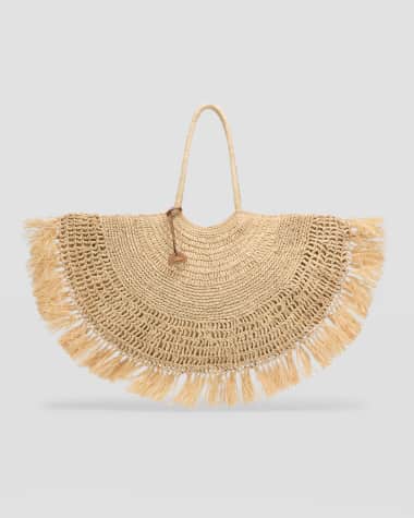 Cult Gaia Lucia Fringe Straw Tote Bag